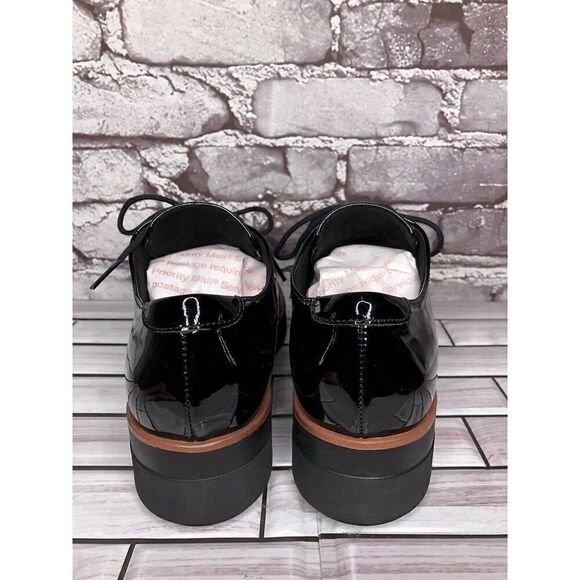 Clarks Unstructured Black Patent Leather Platform Lace Shoes Women Sz 8M US/39EU - Picture 6 of 16